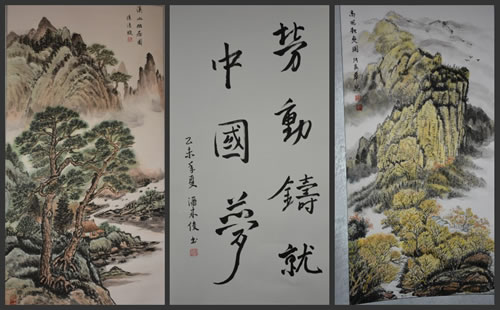 西安光机所老年书画学会举办三八妇女节书画展评活动